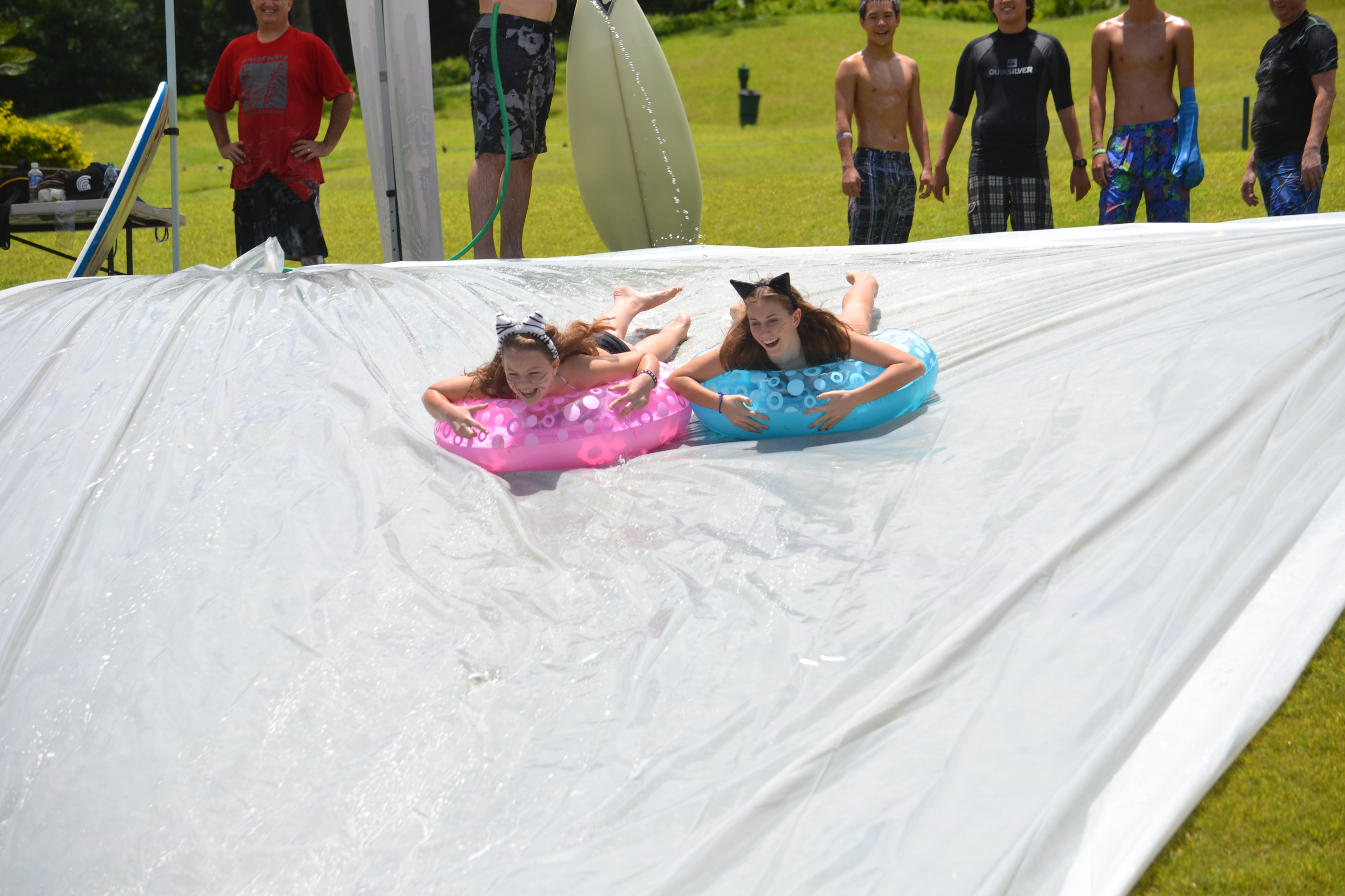 Sliding on innertubes