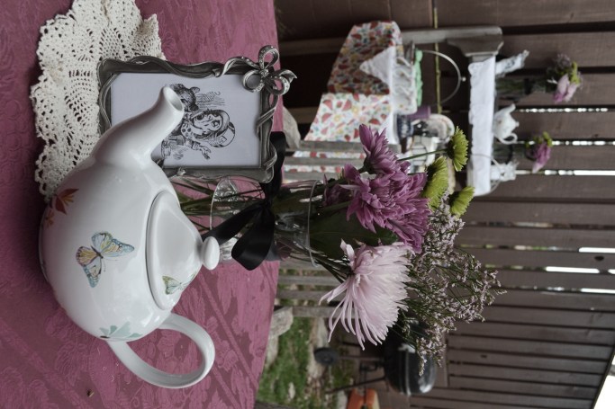 Mad Hatter tea flowers and teapot