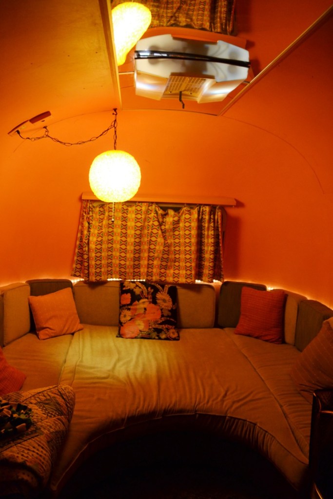 Joshua Tree camping 70s trailer