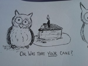Owl with cake