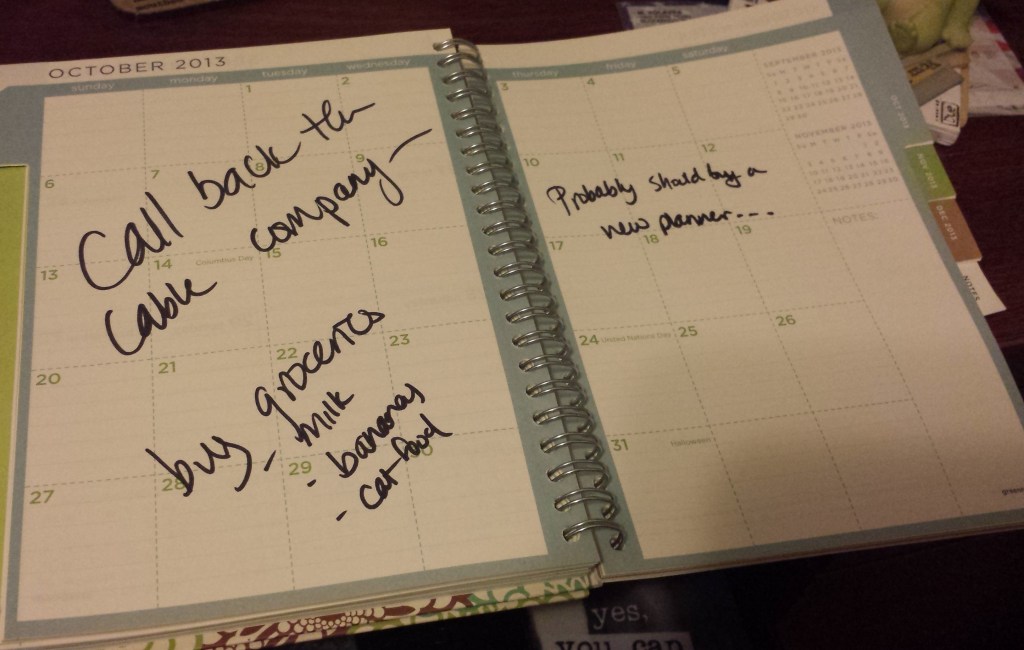 day planner, writing